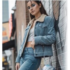 Y2K Vintage Gap Velvet Sherpa Fur Lined Velvet Trucker Jacket Women's Size XL